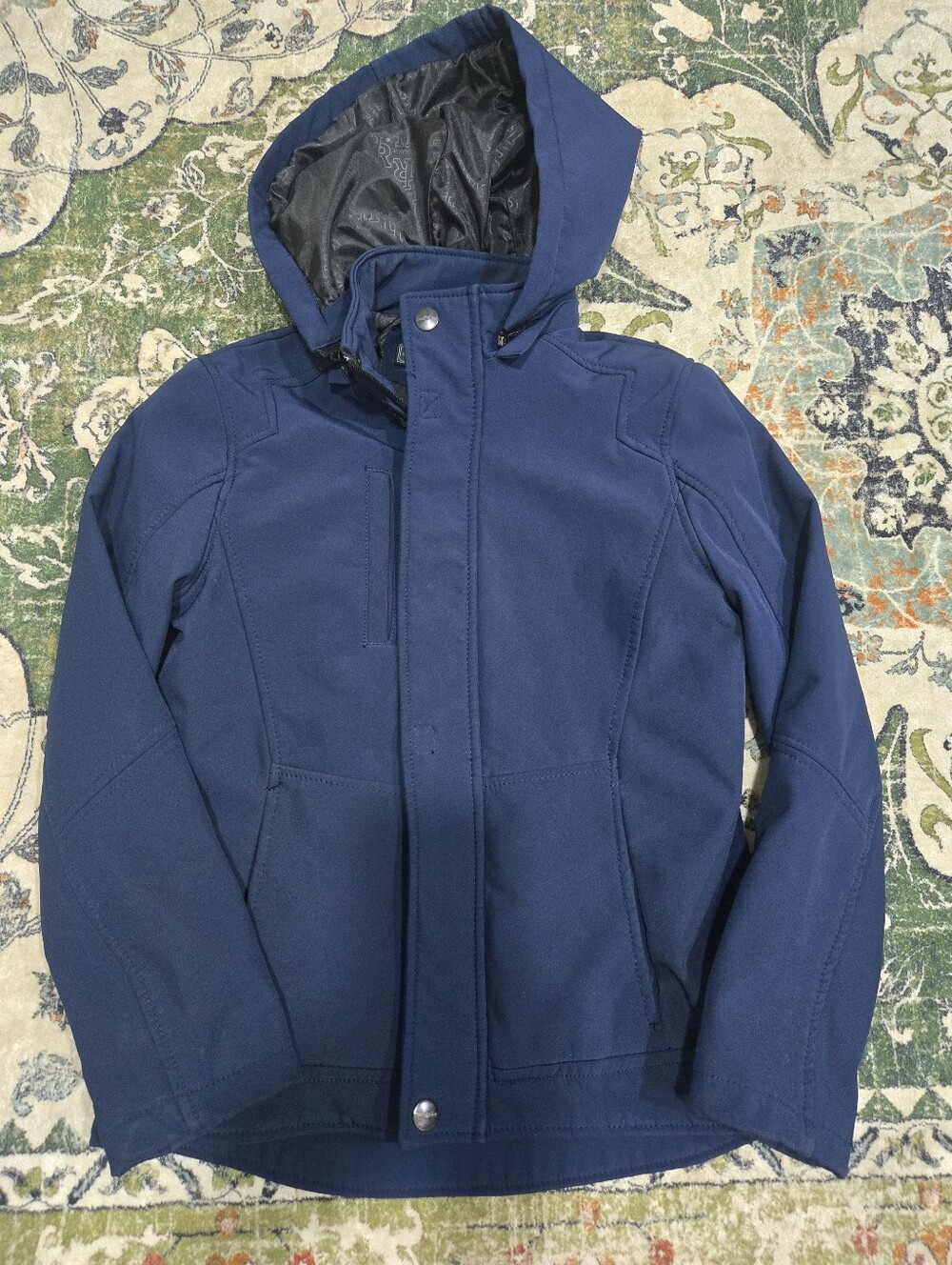 Kid' Navy Hooded Softshell Jacket